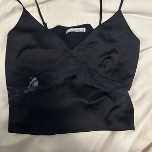 abercrombie and fitch black satin with lace tank
